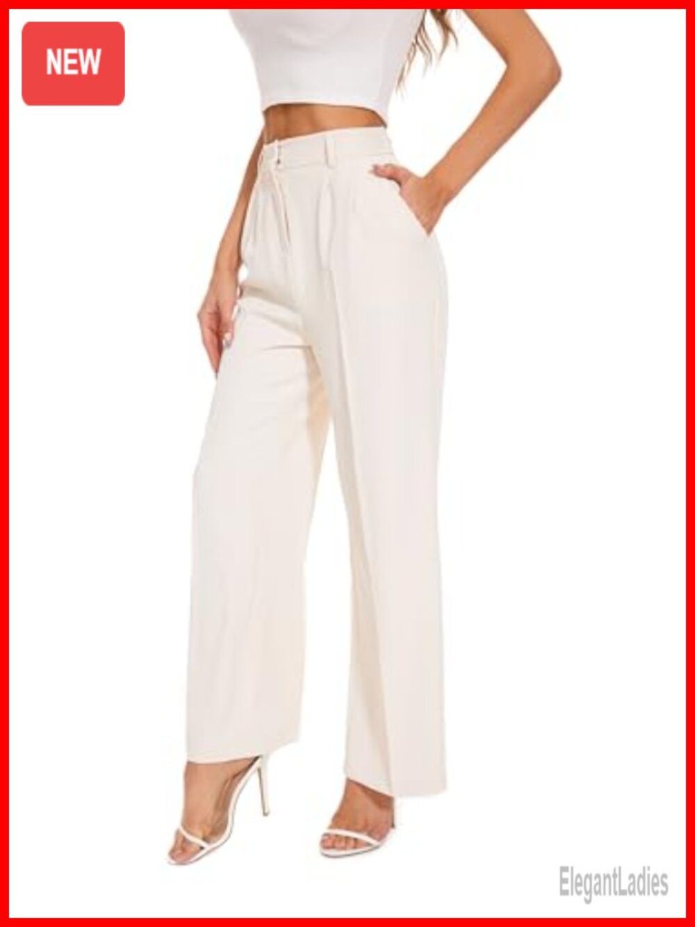 Wide Leg Dress Pants High Waisted Pleated Front Work Slacks